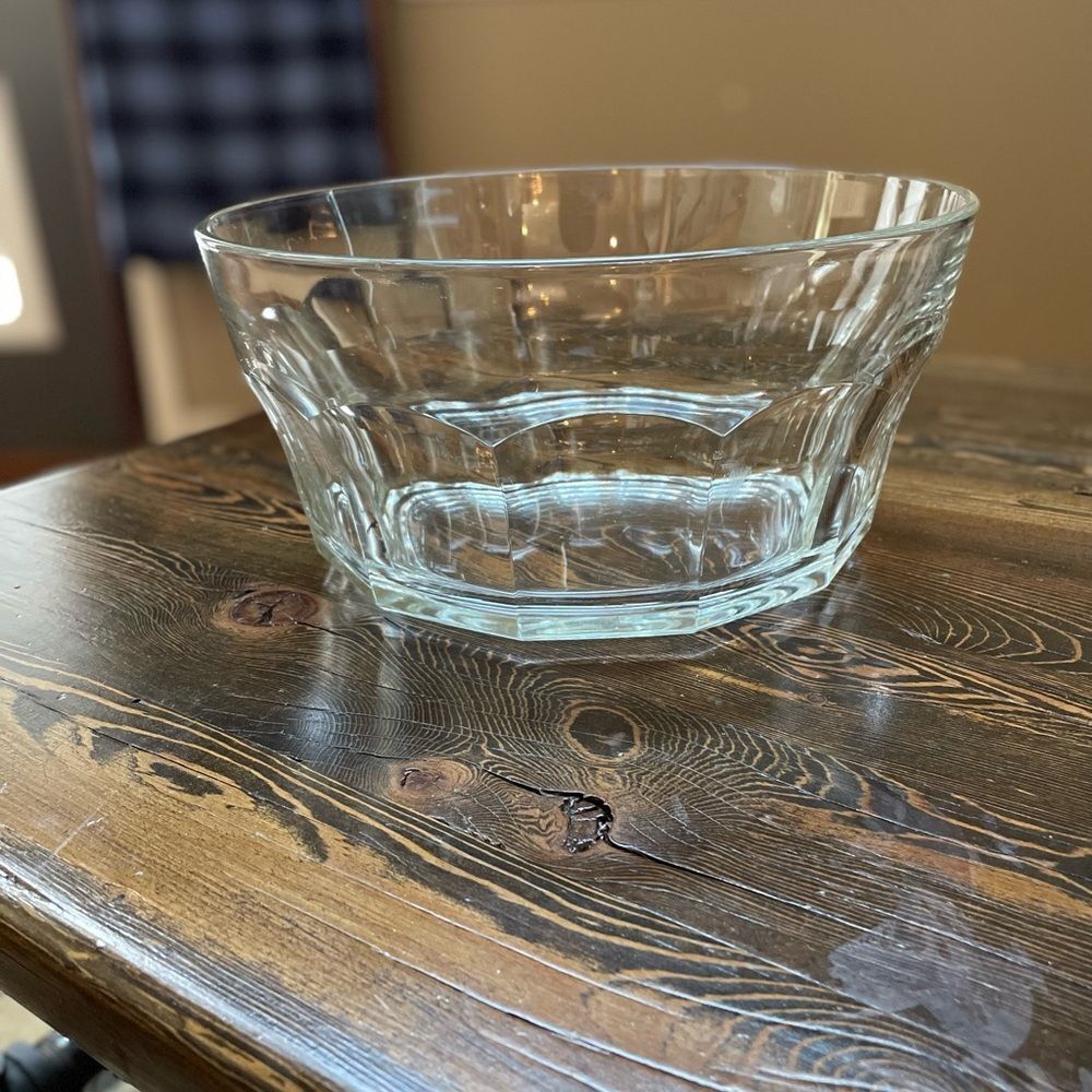 Italian Clear Large Glass Serving Bowl Marked Italy 10” Diameter